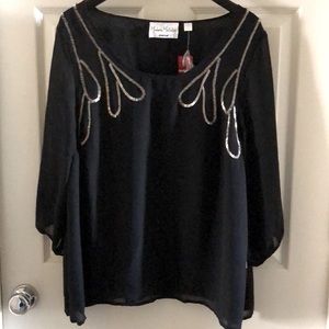 Black Blouse with shears sleeves